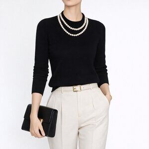 NWT Equipment Faux Pearl Necklace Sweater, Black, XS, Layered Look